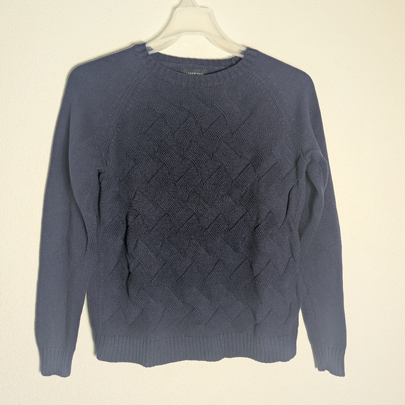 Lands' End Sweaters - Lands' End Drifter Navy Blue Cable Knit Fisherman Midweight Cotton Sweater Large